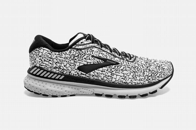 Brooks Adrenaline Gts 20 - Mens Road Running Shoes - Black/White/Grey (53706ICLH)